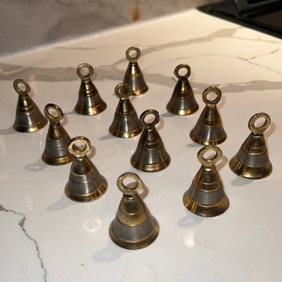 Set of 12 Brass Vintage Indian Pooja Room Bells